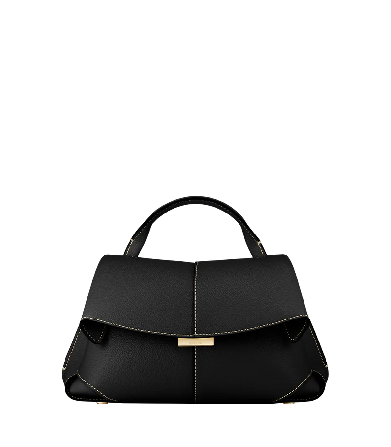 Mokki Mini - Textured Black with Ecru Stitching